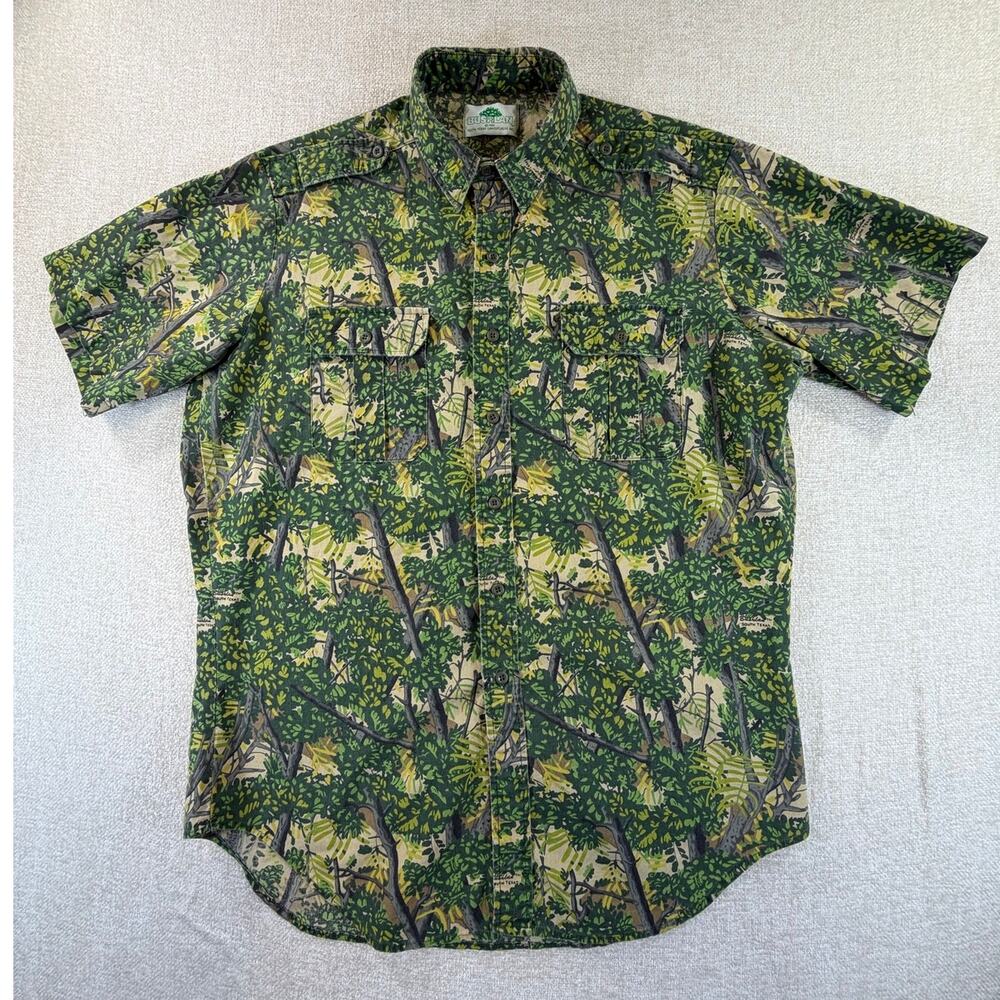 Bushlan Men's XL Green Tan South Texas Brush Camo Short Sleeve Hunting Shirt USA
